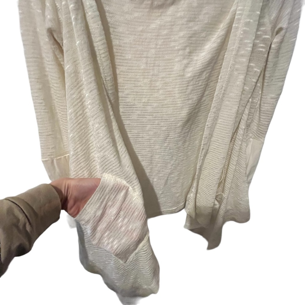 Skies are Blue Lightweight Open Front Cardigan Hooded Size Small Cream Color - Picture 5 of 16